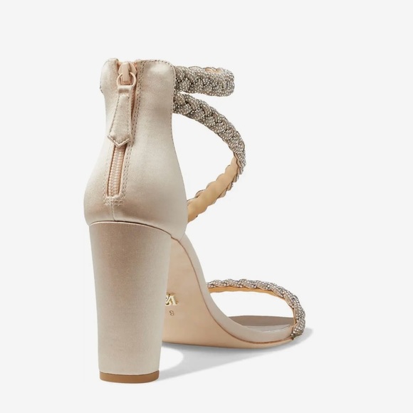 Badgley Mischka Women's Fenix Heeled Sandal Nude Satin, Size 8 - Picture 3 of 12